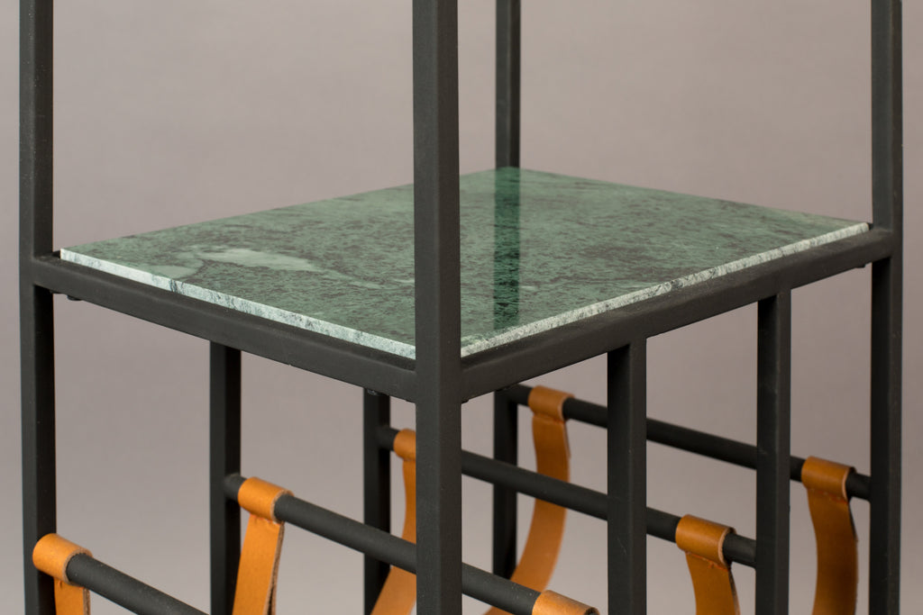 Mil - Wine Cabinet - Solid Marble - Black & Green/Multicolor Marble