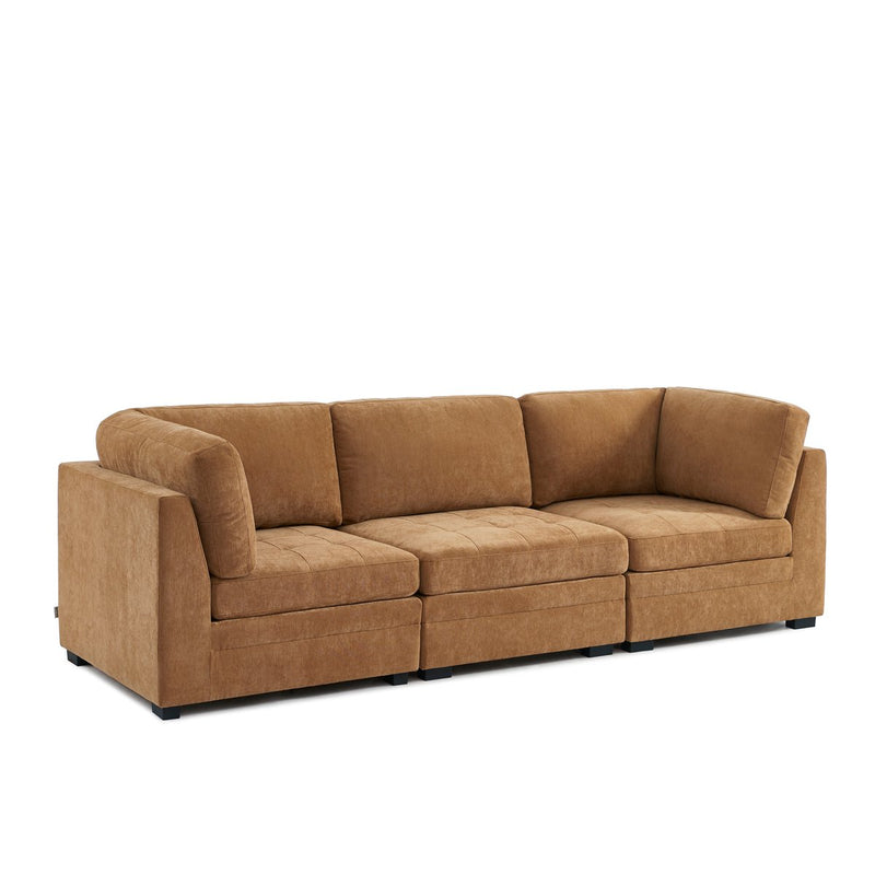 Canapé Droit Modulable 3 Pièces Billie - Tissu Chenille Écureuil