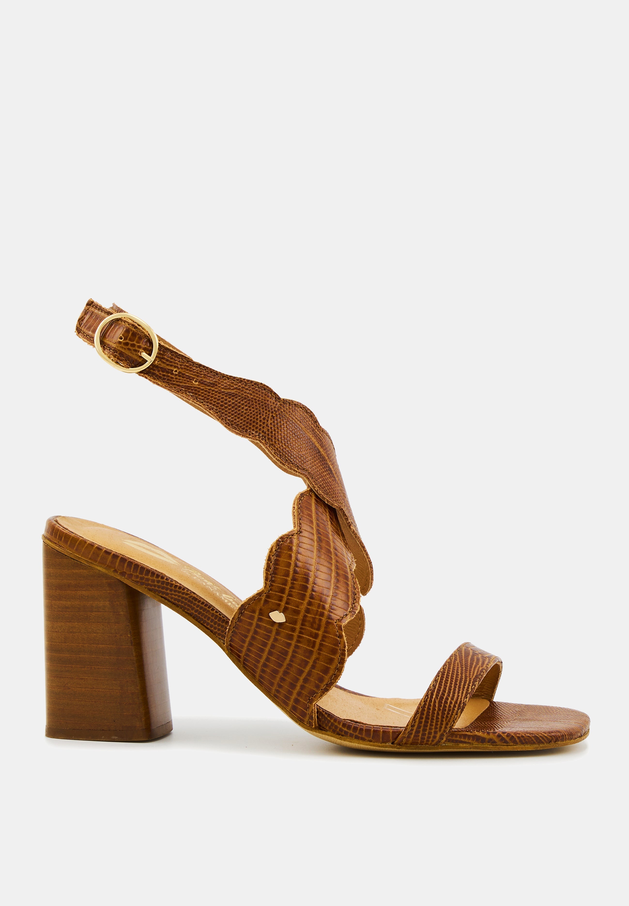 Sandalias Octavie-Cuir Lezard Cognac