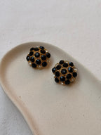 Boucles D’Oreilles Vintage - Pavées De Strass Noir