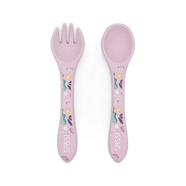 Kit de tenedor y cuchara de silicona - El unicornio
