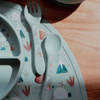 Kit de tenedor y cuchara de silicona - El oso polar