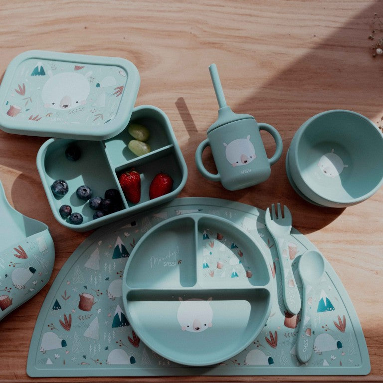 Kit de tenedor y cuchara de silicona - El oso polar