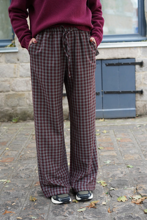 Pantalon Gonzague Vichy Bordeaux/Gris