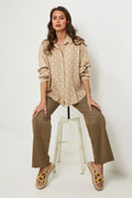 Camisa Beige/Blanca - Mujer