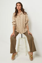 Camisa Beige/Blanca - Mujer