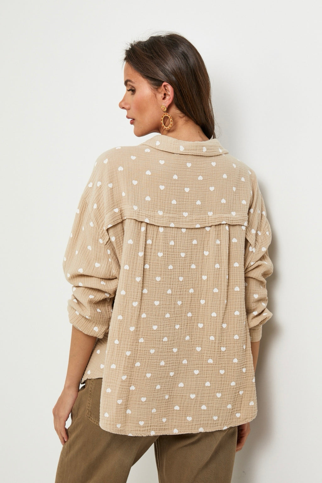 Camisa Beige/Blanca - Mujer