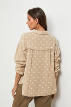 Camisa Beige/Blanca - Mujer