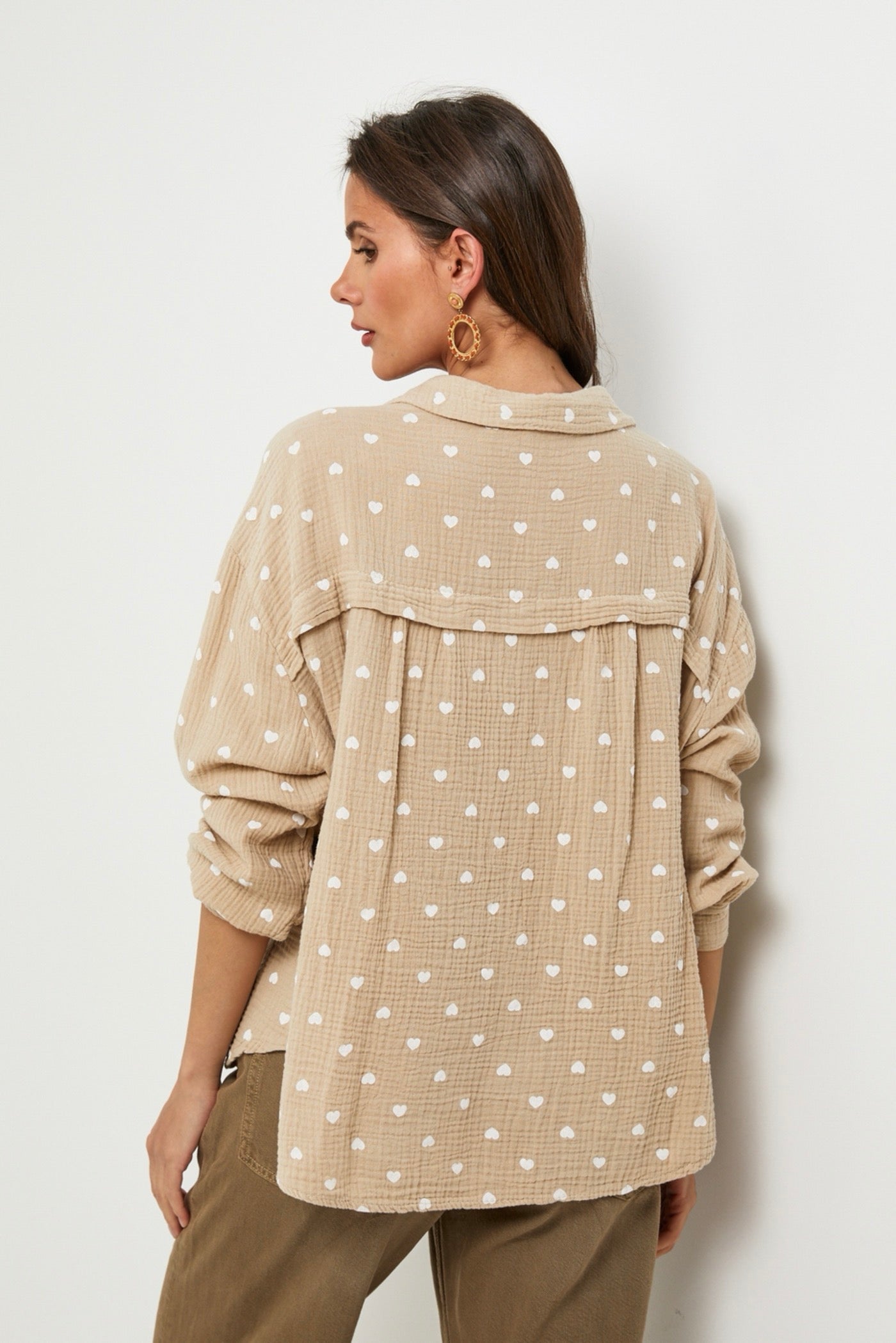 Camisa Beige/Blanca - Mujer