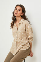 Camisa Beige/Blanca - Mujer