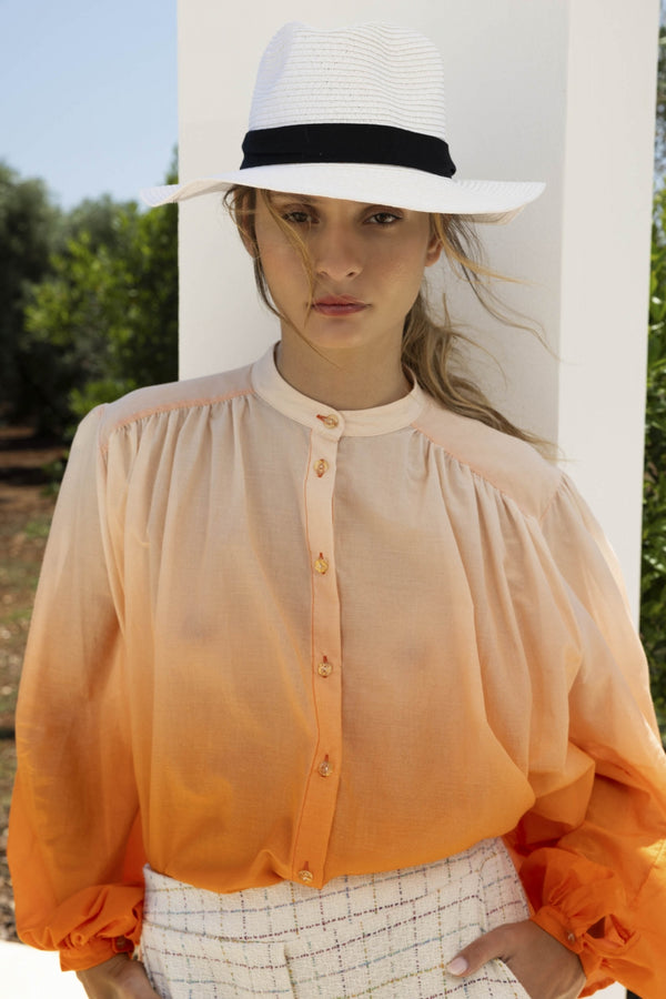 The Paola Tie And Dye Orange Blouse