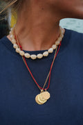 Collier grosses perles beige