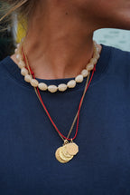 Collier grosses perles beige
