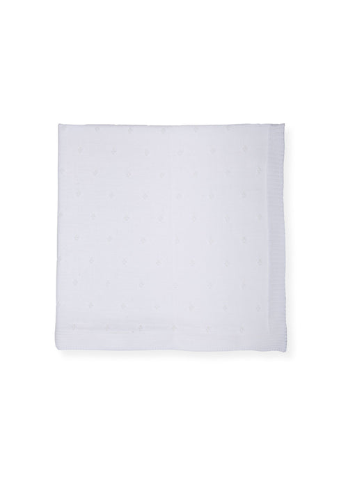 Couverture Tricotée Ajourée - Blanc