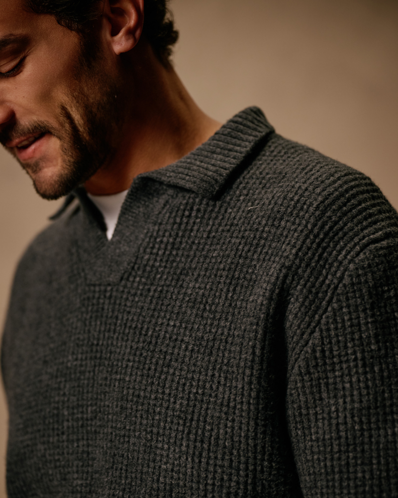 Riva Waffle Polo Shirt - Anthracite