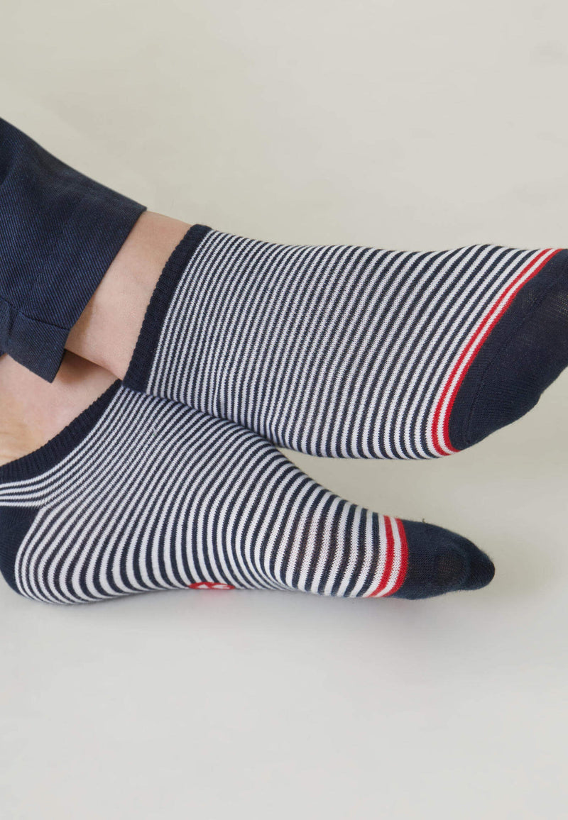 Lot De 2 Paires De Chaussettes Basses Bleu Marine - Jo Duo Marine Mariniere Bleu