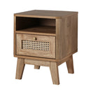 Palmo - Nightstand with 1 Rattan Front Drawer and 1 Niche - Light Wood