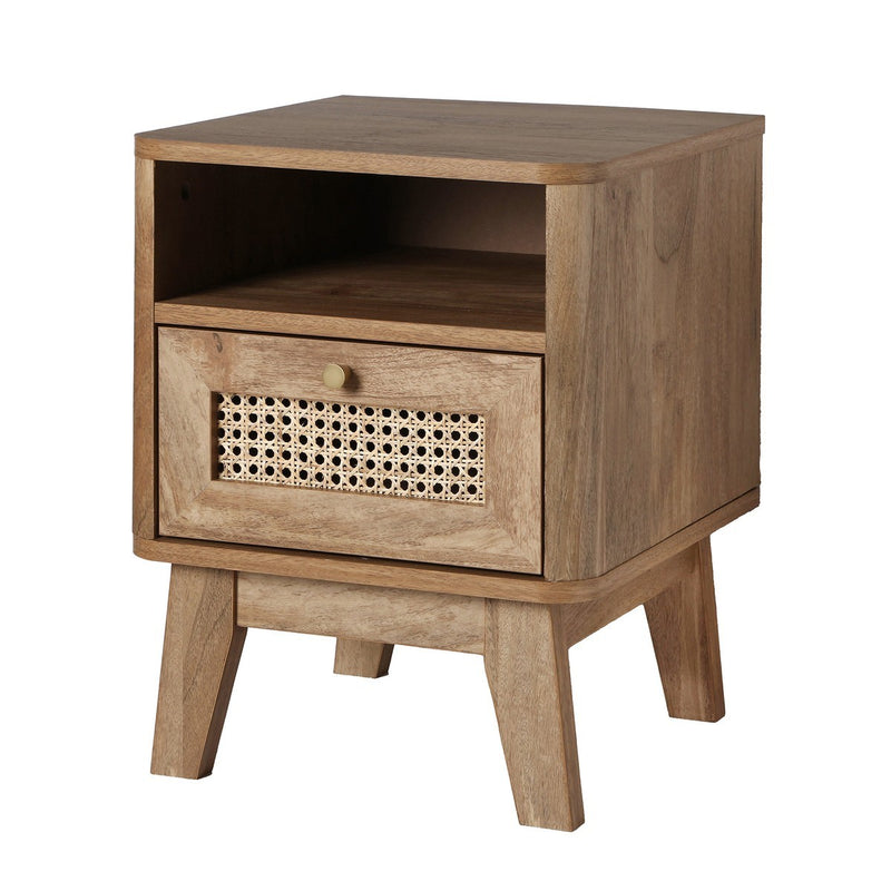 Palmo - Nightstand with 1 Rattan Front Drawer and 1 Niche - Light Wood