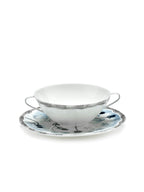 Midnight Flowers - 2er-Set Suppentassen + Untertassen - Bone-China-Porzellan - Mirtillo Tea