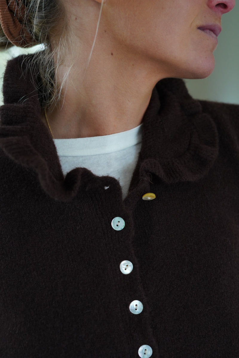 Gilet Paco Col Froufrou Chocolat