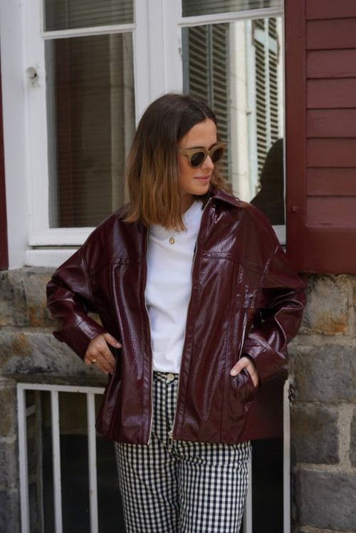 Veste Bianca Vinyle Bordeaux