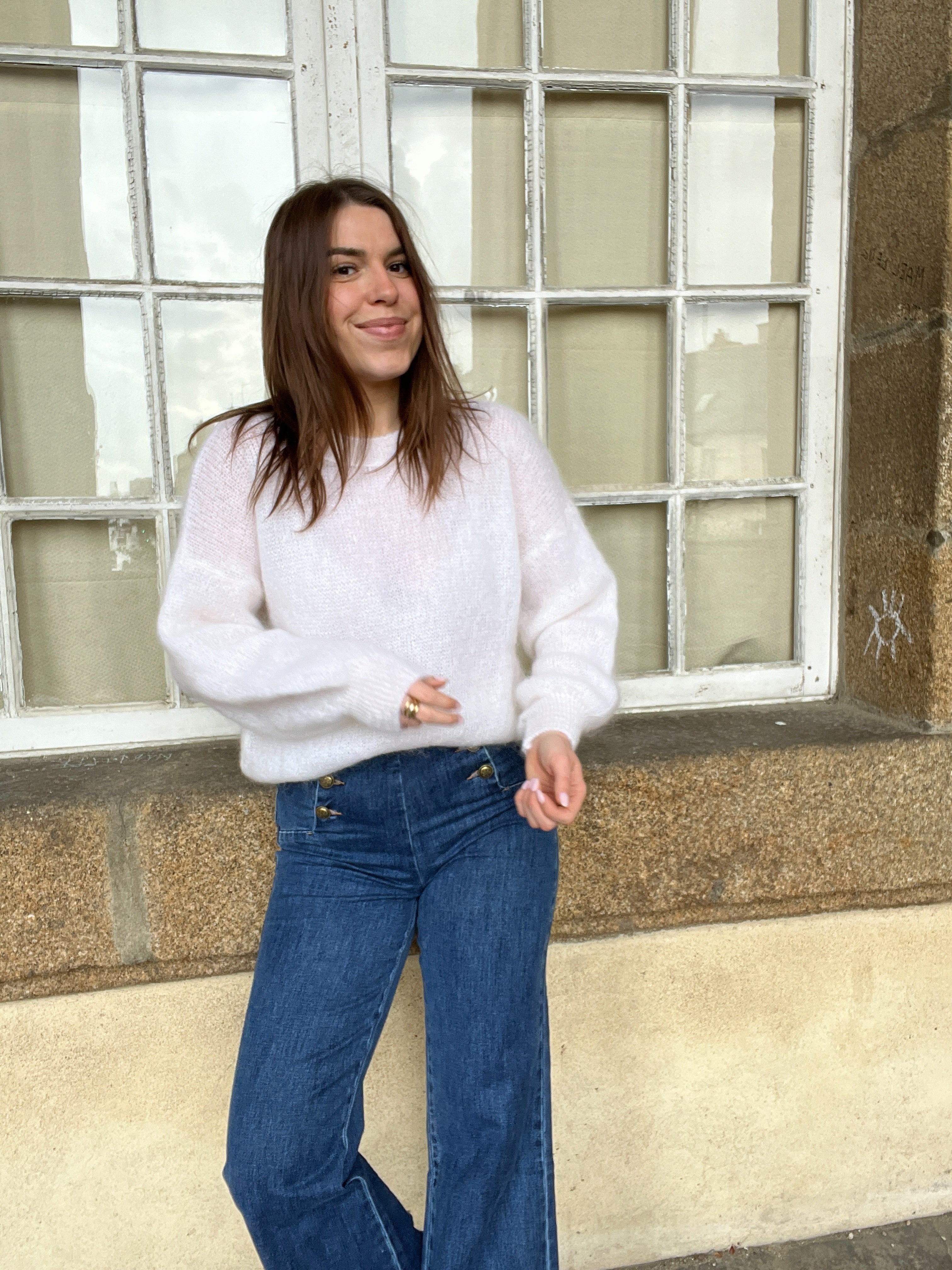 Gaia white mohair and wool knit