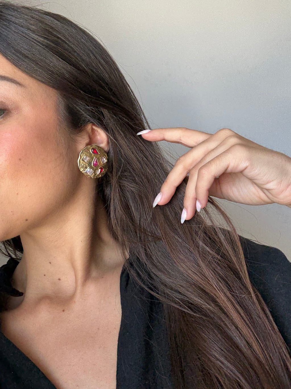 Boucles D’Oreilles Ysl Vintage - Cabochons Roses