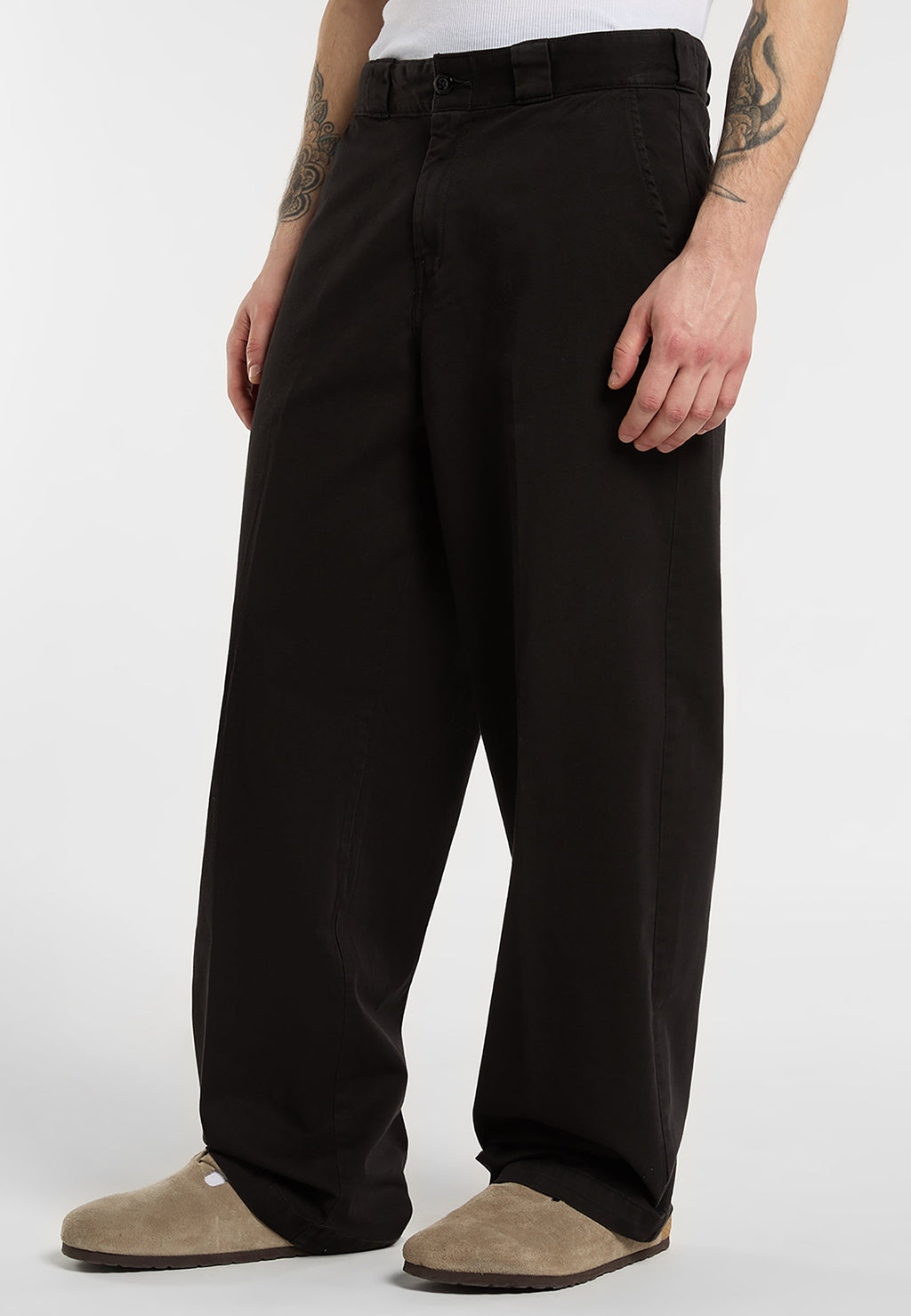 247 Garment Dye Loose Work Trousers - Black