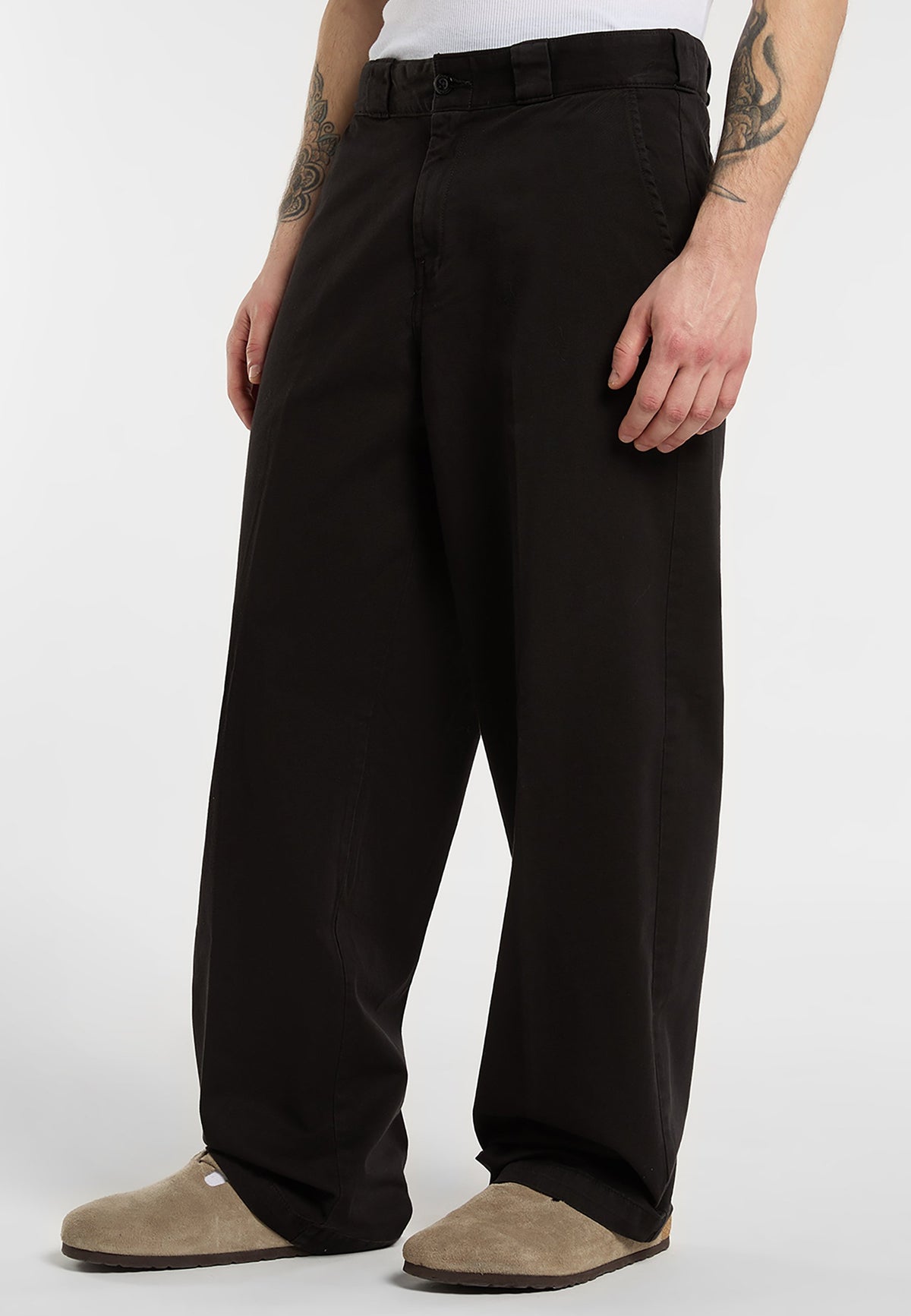247 Garment Dye Loose Work Trousers - Black