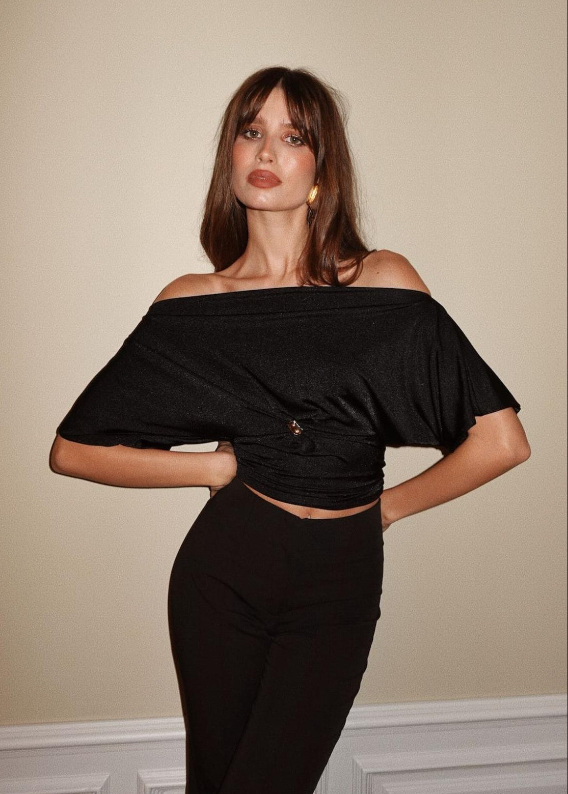 Top Astra Draped Cowl - Black