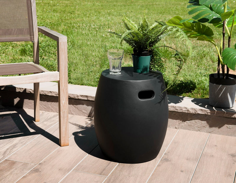 Hector - Table D'Appoint De Jardin - Béton - Noir