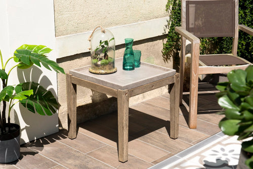Hector - Table D'Appoint De Jardin - Marron/Gris