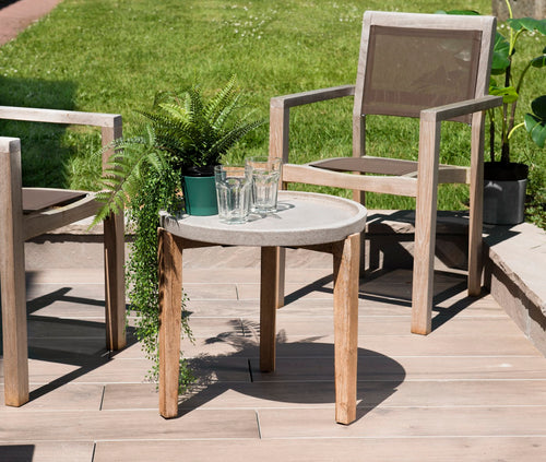 Hector - Table D'Appoint De Jardin - Taupe/Marron