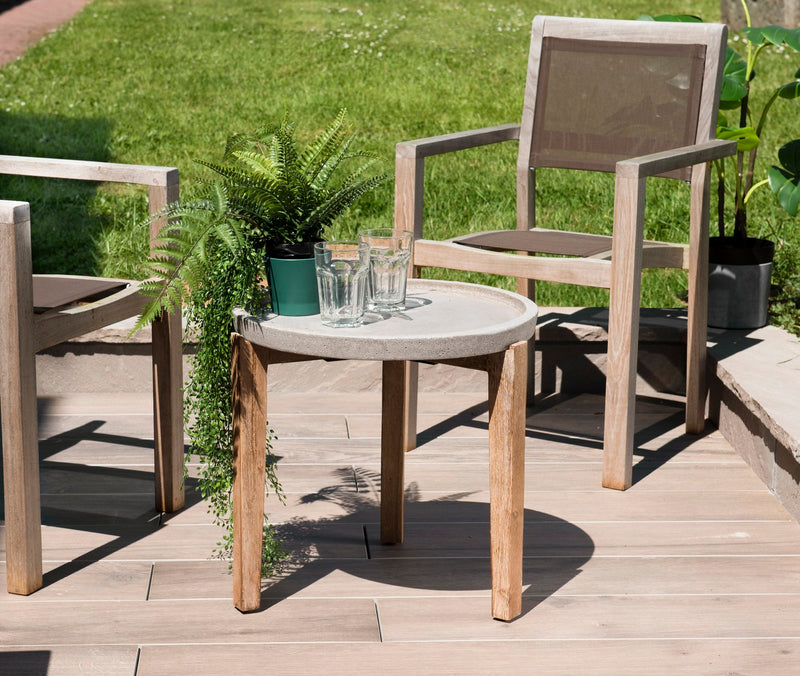 Hector - Table D'Appoint De Jardin - Béton - Taupe/Marron