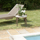Hector - Table D'Appoint De Jardin - Béton/Acacia - Marron Vieilli/Beige