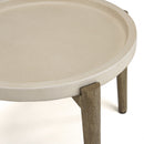 Hector - Table D'Appoint De Jardin - Béton/Acacia - Marron Vieilli/Beige