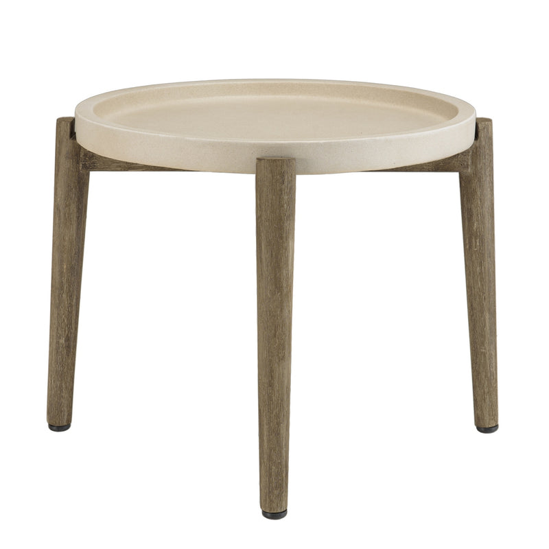 Hector - Table D'Appoint De Jardin - Béton/Acacia - Marron Vieilli/Beige