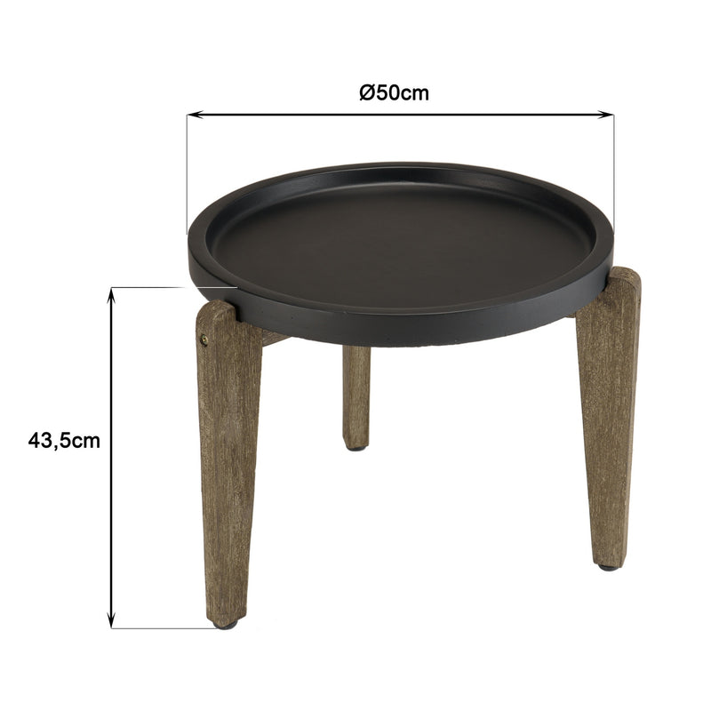 Hector - Table D'Appoint De Jardin - Acacia/Béton - Marron Vieilli/Noir