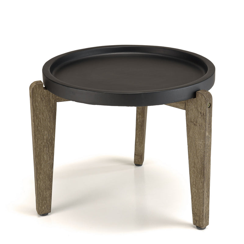 Hector - Table D'Appoint De Jardin - Acacia/Béton - Marron Vieilli/Noir