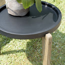 Hector - Table D'Appoint De Jardin - Acacia/Béton - Marron Vieilli/Noir