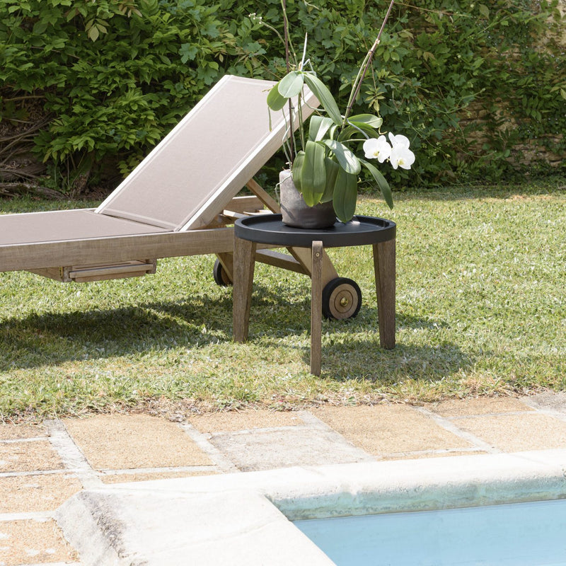 Hector - Table D'Appoint De Jardin - Acacia/Béton - Marron Vieilli/Noir