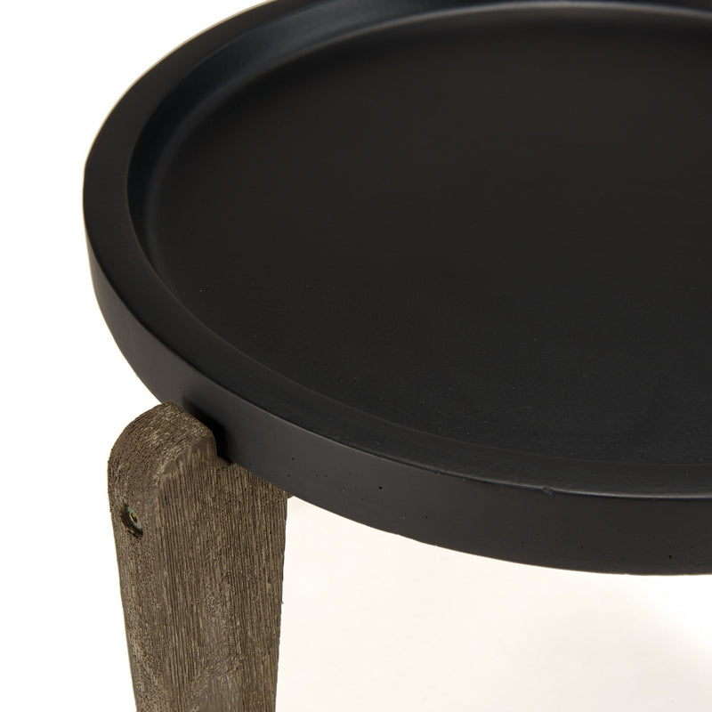 Hector - Table D'Appoint De Jardin - Acacia/Béton - Marron Vieilli/Noir
