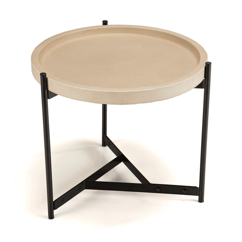 Hector - Table D'Appoint De Jardin - Béton/Acier - Noir/Beige