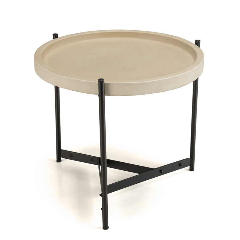 Hector - Table D'Appoint De Jardin - Béton/Acier - Noir/Beige