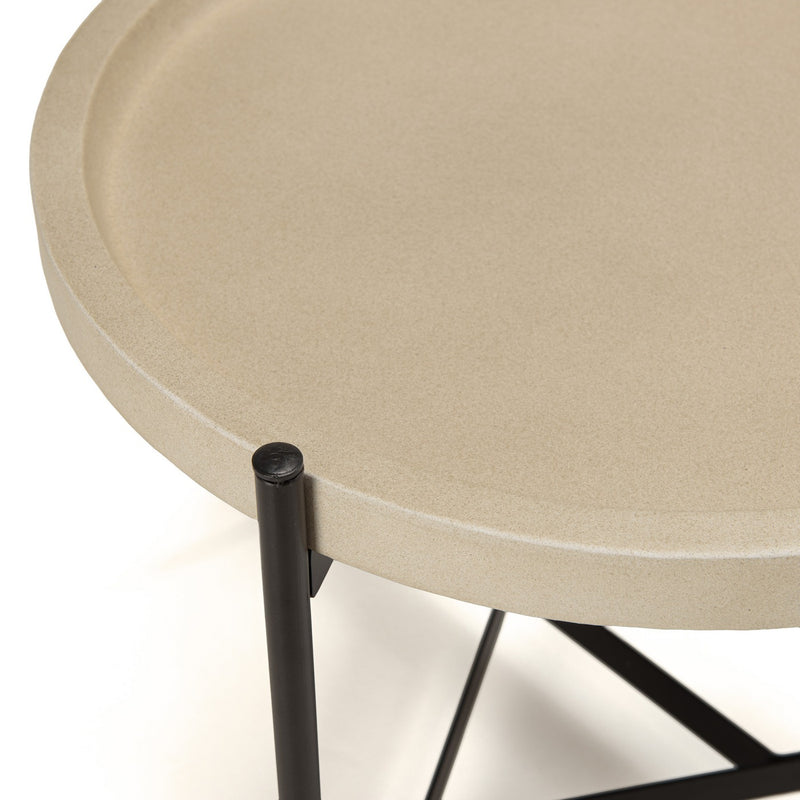 Hector - Table D'Appoint De Jardin - Béton/Acier - Noir/Beige