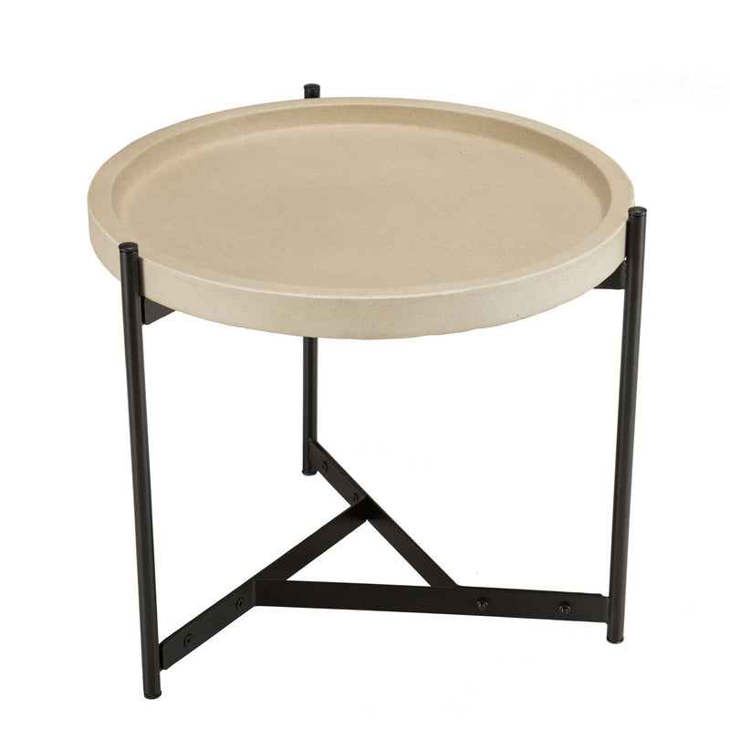 Hector - Table D'Appoint De Jardin - Béton/Acier - Noir/Beige