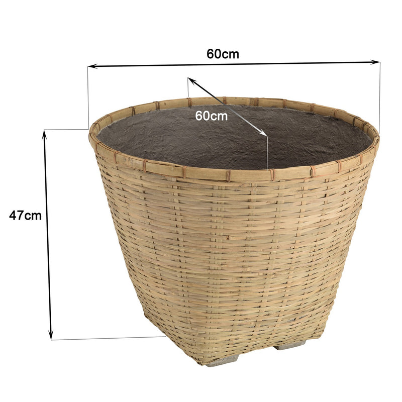 Hector - Pot De Fleur - Bambou - Gris/Bois Clair