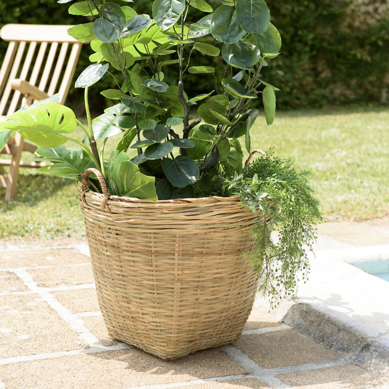 Hector - Pot De Fleur - Bambou - Gris/Bois Clair