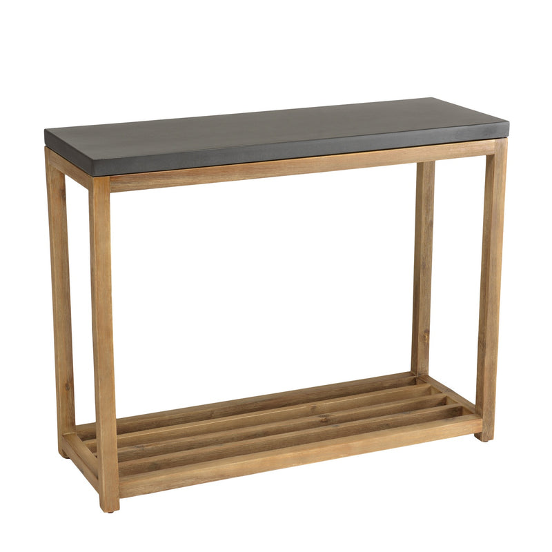 Hector - Console De Jardin - Acacia/Résine Effet "Béton" - Marron/Gris Anthracite