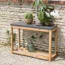 Hector - Console De Jardin - Acacia/Résine Effet "Béton" - Gris Anthracite/Marron